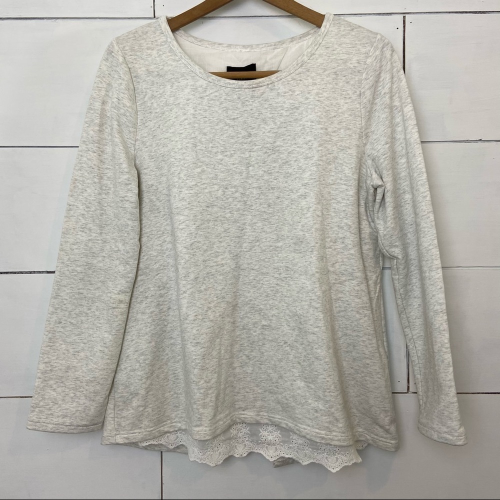 Lumiere Split Back Long Sleeve Crew Neck Top.  Size Medium. EUC